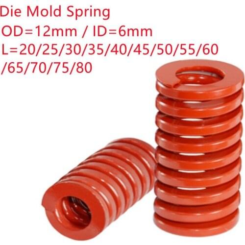 1Pcs Red Medium Load Compression Spring Outer Diameter 14mm Inner Diameter 7mm Loading Die Mold Spring Length 20-60mm