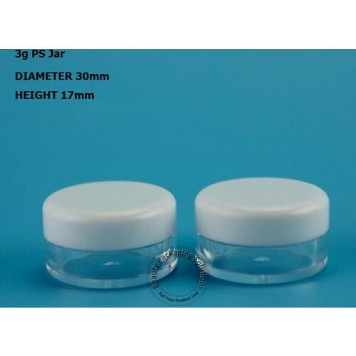 100pcs/Lot Wholesale 3g Plastic Cream Jars with White Cap PS Mini Empty Bottles Cosmetic Containers Small Refillable Vials