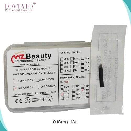 2019 Agulhas 18flat Microblading Needle Blades Eyebrow Tattoo Needles Permanent Makeup Manual Pen 3d Eyebrows Dia 0.18mm 50pcs
