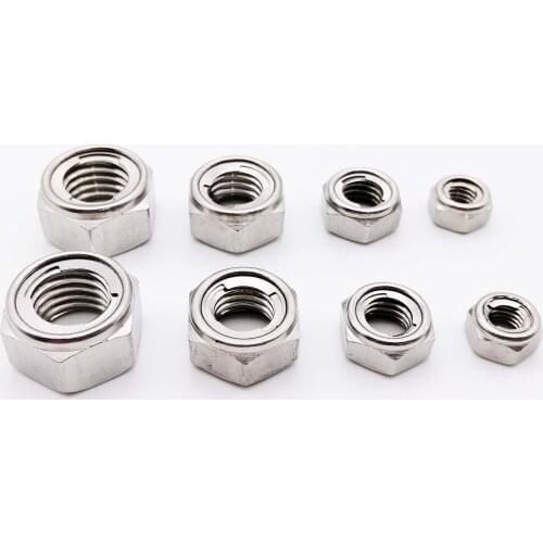 2/10X M3-M16 304 Stainless Steel Prevailing Torque Type All Metal Insert Hexagon Lock Nut Hex Self Locking Locknut DIN980 GB6184