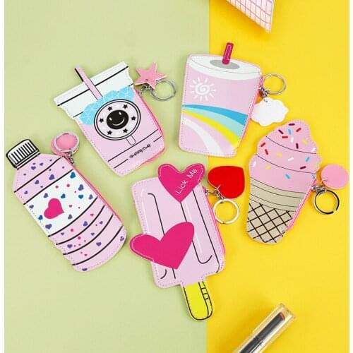 30PCS / LOT Girl Ice Cream Coin Bag Cute Coin Purse Women Mini Cartoon Key Chain Bag Purse Bag Wholesale Random Color