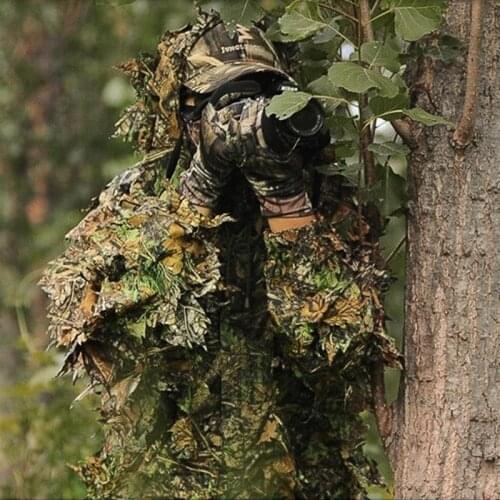 HobbyLane Maple Leaf Hooded 3D Bionic Training Uniform Military Sniper Cloak Camouflage Clothing