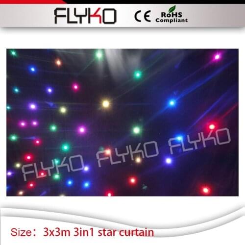 3x3m wedding led backdrop SD controller led stage star curtain 3in1 full color leds