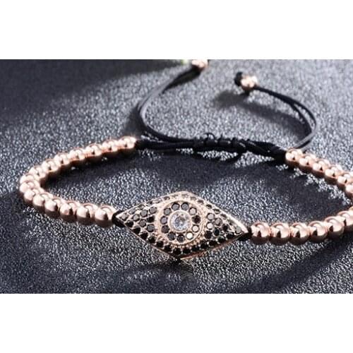 4mm h3 silver gold copper Turkey eyes micro pave cz zircon cubic zirconia Bracelet macrame Charm Braided Bangles Braiding
