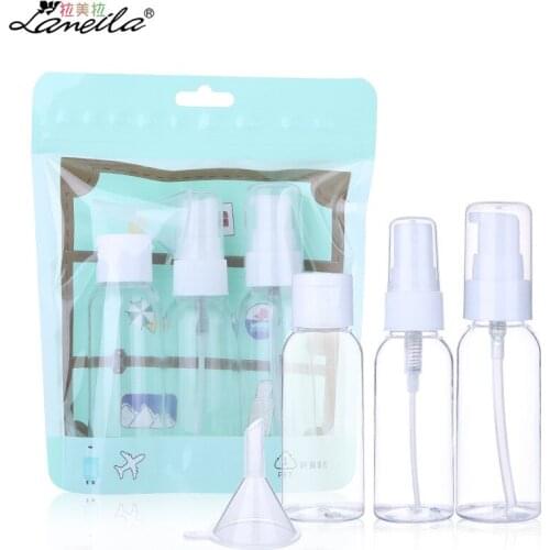 4pcs/set PET Cometic Refillable Bottles Kit Wholesale Portable Multi Functions Spray Lotion Bottle Makeup Lip Gloss Packing Tool