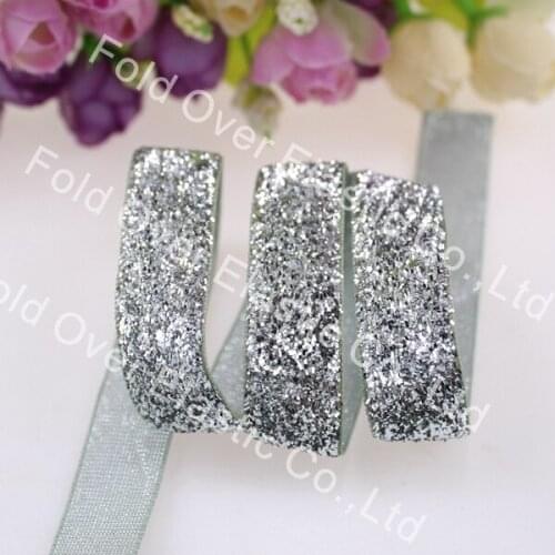 5/8" Sliver Glitter Elastic velvet ribbon, #B-1, 150 yards per lot