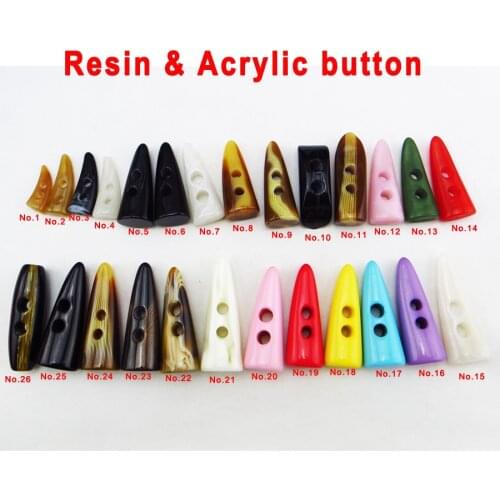 6PCS 22MM~53MM Resin Coffee Horn Button Toggles Clothes Sewing Acrylic Garment Buttons Decoration Accessory WHB-000