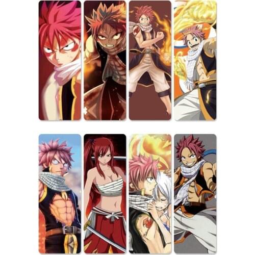 8pcs Fairy Tail Anime Bookmarks Waterproof Transparent PVC Plastic Bookmark Beautiful Book Marks Gift