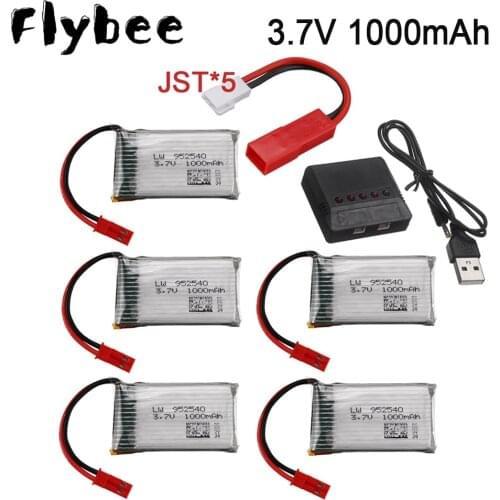 3.7V 1000mah Battery For X400 X500 X800 HD1315 HJ818 HJ819 X25 Rc Drone Spare Parts JST plug + Charger 3.7V lipo Battery