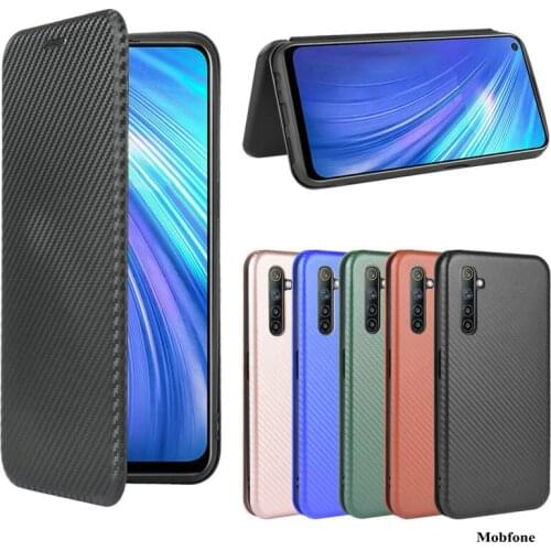 Realme 6 Pro Flip Cover Oppo Realme 6 5 5s Pro X50 X2 Pro Q K5 Carbon Fiber Business Wallet Case Realme6 Realme5 RealmeQ Bumper