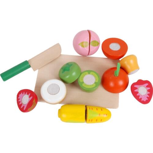Wooden Fruit and Vegetables Cutting Kitchen Toys Baby Pretend Play Miniature Wood Food Model Toddler Toys Educational Kids Gift