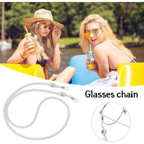Pearl Beaded Eyeglass Chains Glasses Reading Eyeglasses Holder Strap Cords Lanyards for Women Girls,White