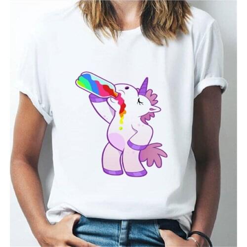 T Shirt unicorn Women Graphic Tees white short t shirt woman tshirts Womens T-shirt Fashion Tops New Summer Plus Size tshirt