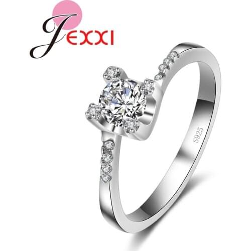 Hot Free Shipping Elegant Design Fashion Party Rings For Women CZ Crystal 925 Sterling Silver Engagement Ring For Ladies