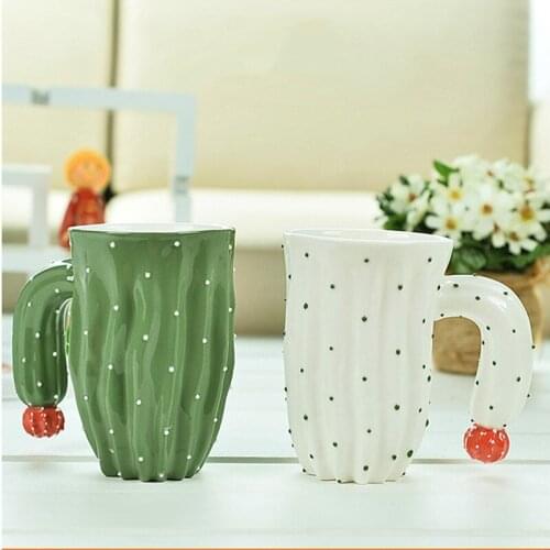 Cactus Coffee Mug Green&White Ceramic Mugs coffee mug Milk Tea office Cups Drinkware the Best birthday Gift with Gift Box