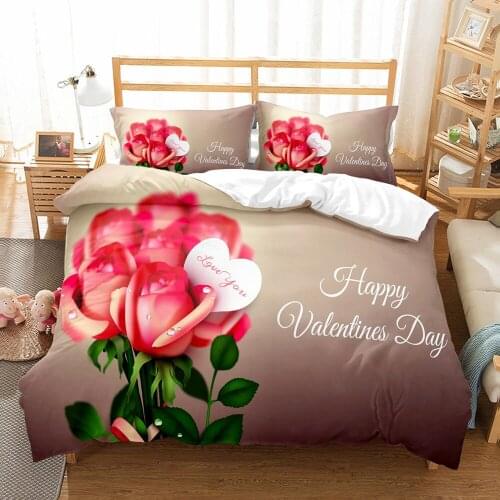 3d Bedding Duvet Cover Set 2/3 Pcs Happy Valentines Day Bedroom Set Beddings Red Rose Days Bedclothes Jogo De Cama Bed Set Hot