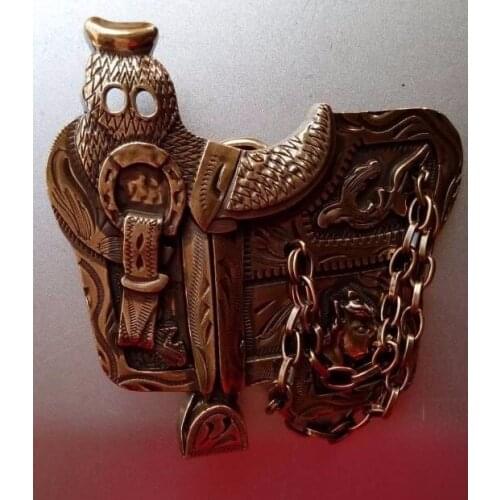 Cowboy Saddle Horseshoe Western Horse Ride Belt Buckle Bronze suitable for 4cm wideth belt with continous stock