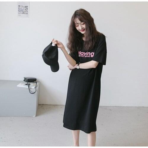 Summer Maternity Letter Dresses Expectant Mother Round Neck 100%Cotton Dress Pregnant Women Short Sleeve Dress Pregnancy Clothes