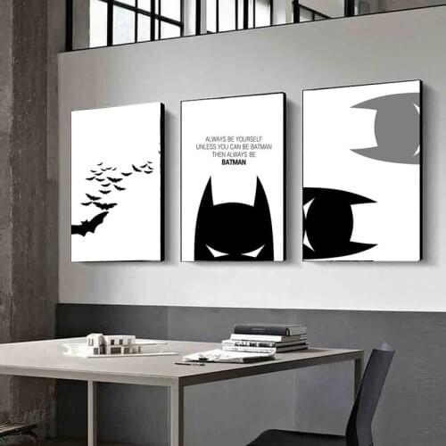 Boy Hero Modern Abstract Black White Canvas Painting Wall Art Nordic Posters and Prints Wall Pictures for Living Room Decoration