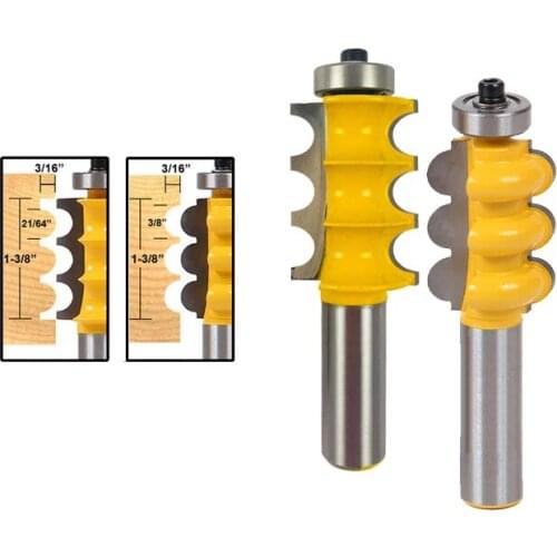 2pcs 12mm 1/2" Shank Triple Bead Column Molding Router Bit Set Line Tenon Woodworking Milling Cutter Tools for Wood MC03057
