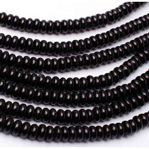 Natural Black Agates Stone Loose Beads High Quality 3x6mm Smooth Spacers Shape DIY Gem Bracelet Jewelry Accessories 38cm w3310