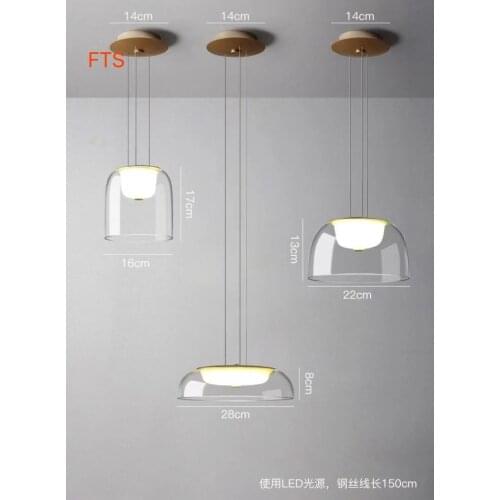 Nordic bedside small chandelier glass creative personality bar counter restaurant light luxury led single head modern minimalist