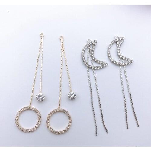 2019New 60Pcs Round or Moon Rhinestones Pendant button for DIY earring Decoration and DIY hair accessoriess FY42-FY43