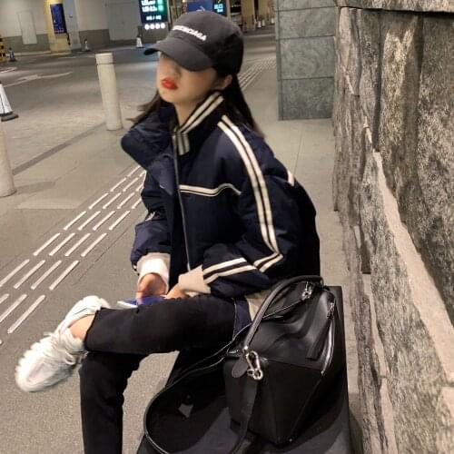 The new 2021 winter coats female han edition short loose tooling down cotton-padded jacket couple season winter jacket coat