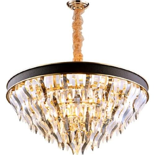 Postmodern simple light luxury villa living room dining room crystal chandeliers study bedroom leather lamp