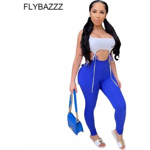 Bandage Fitness Sexy Backless Women Matching Sets Sleeveless Solid Sport Workout Two Piece Outfits Skinny Top And Pants Yoga Set