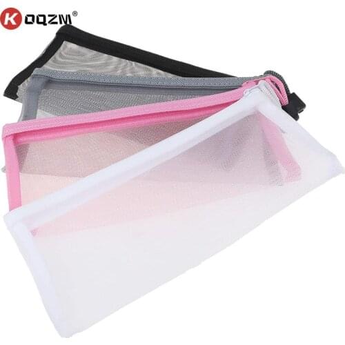 Transparent Mesh Pencil Case Office Student Pencil Cases Nylon Pen Bag School Stationery Supplies Gifts for Kid Student
