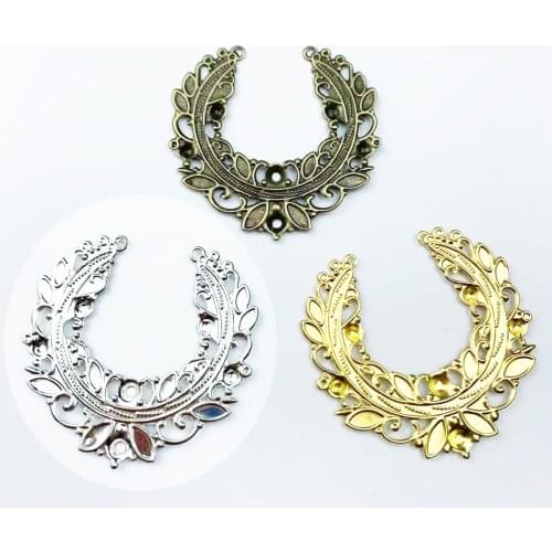20pcs 57mm Filigree wreath flower Charm Pendant Connectors for Earring DIY Jewelry Making