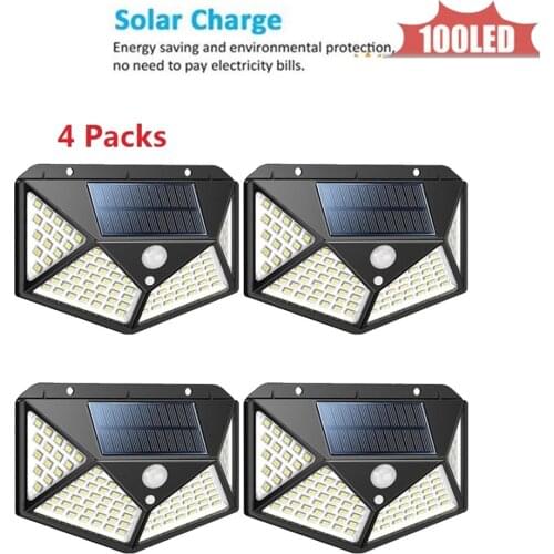 100LED Solar Lamp Outdoor Led Light Wall Street Garden Security PIR Motion Sensor Solar Powered Lampada Waterproof IP65 Decorati