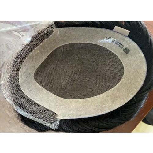 Ver model front lace Hair Mens Toupee Fine Welded Mono Hair System Druable PU Around Indian Remy Human Hairpiece Easy To Wear