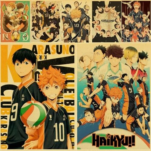 Vintage Japanese Anime Haikyuu!! Retro Poster Vintage Cool Style Kraft Paper Wall Painting For Home /Room/Bar Decor