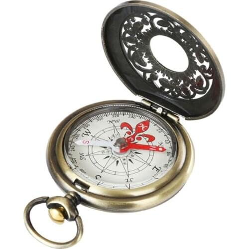 Vintage Bronze Compass Pocket Watch Design Outdoor Hiking Navigation Kid Gift XXUF