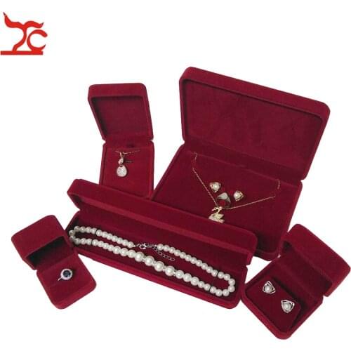 Amazing Jujube Red Wedding Ring Jewelry Box Velvet Earring Case Pendant Bracelet Storage Organizer Pearl Necklace Gift Holder