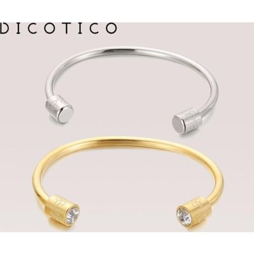 Simple Cuff Bracelets For Women Gold Silver Color Stainless Steel Zircon Bangles Creative Carved Flowers Jewelry Mujer Brazalete