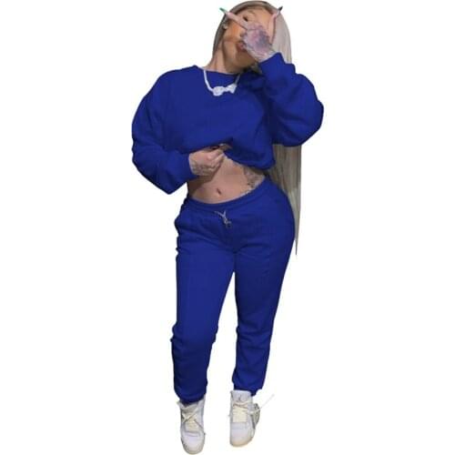 Winter Casual Sweatsuits for Women Clothes Two Piece Set Cropped Sweatshirts and Sweatpants Set Sportswear Tracksuit Women Set