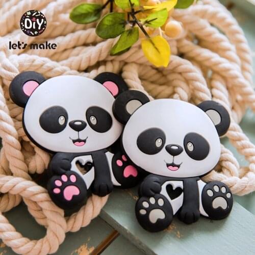 Lets Make Baby Teether Panda Cartoon Shape 1pc Food Grade Teething Pendant Nurse BPA Free Silicone Teether For Teeth Tiny Rod