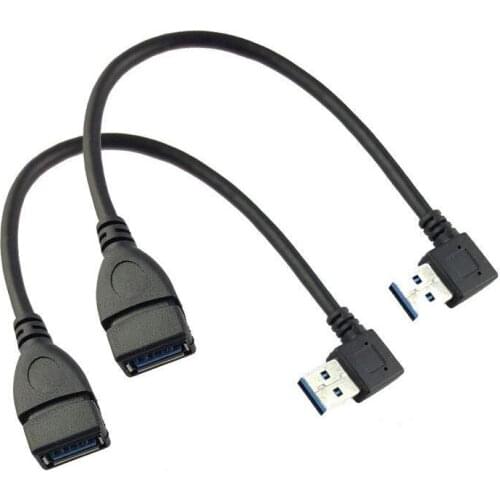 2Pcs/lot SuperSpeed USB 3.0 Right Angle Male to Female Extension Cable-Right Angle)
