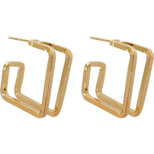 2021 Oorbellen Double Square Metal Hoop Earrings Contracted Korea Fashion Pendant New Tide Female Geometry Pendientes Mujer