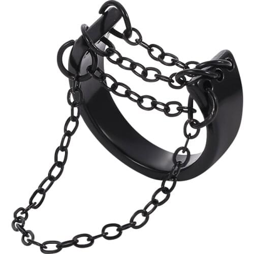 2020 New Design Punk Hip Hop Long Chain ring Black silver color Tassel Wind Bundle Adjustable Open Finger Rings Couple Ring gift