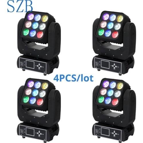 4 PCS RGBW 4in1 9x12W LED Matrix Moving Head Light for Stage TV theatre TV studio Rental and Disco Nightclub/SZB-MH0912A