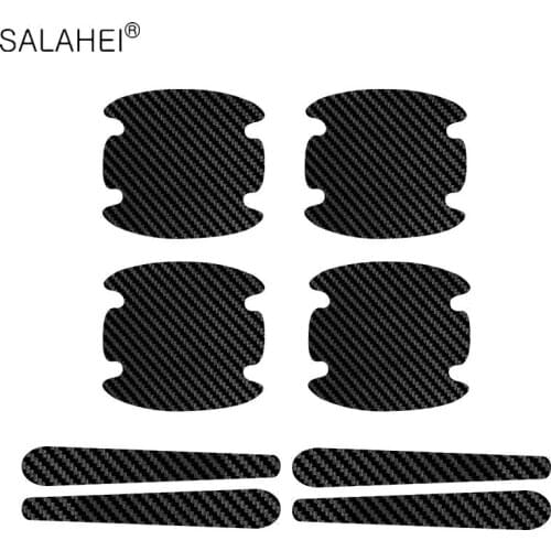 8pcs Universal Car Door Handle Door Bowl Carbon Fiber Protection Guards Trim Film Stickers Anti Collision Scratches Protector