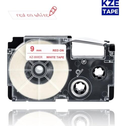 9mm Casio Red on White compatible label tapes XR9WER XR 9WER XR-9WER for KL-60 typewriter KL-60SR KL120 EZ Label Maker