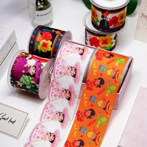 DIY Cartoon Mexican Style Printed Grosgrain Ribbon For Craft Supplies Sewing Accessories 5 Yards. 25316