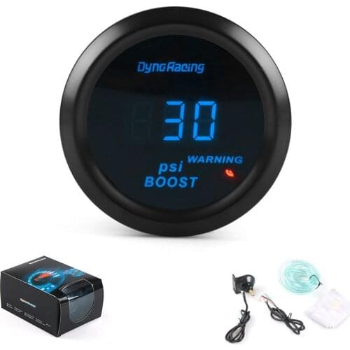 Dynoracing 2inch 52mm Car Boost turbo gauge -14~30PSI Blue Digital Led Turbo Boost Meter sensor