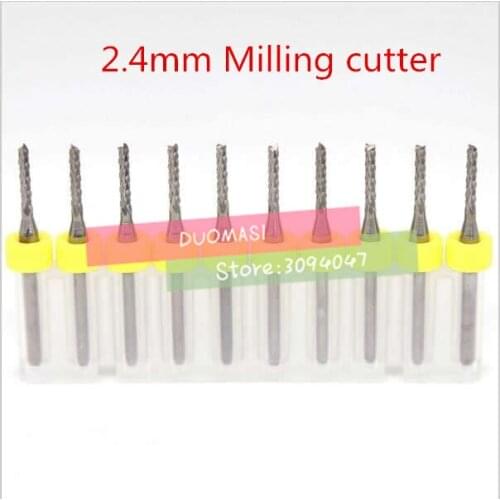 Free shipping 10pcs 2.4mm 3.175 shank Carbide End Mill Engraving Bits CNC Rotary Burrs Set corn milling cutter PCB router bits
