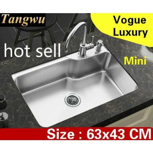 Free shipping Home vogue wash vegetables luxury small kitchen single trough sink 304 stainless steel hot sell 63x43 CM